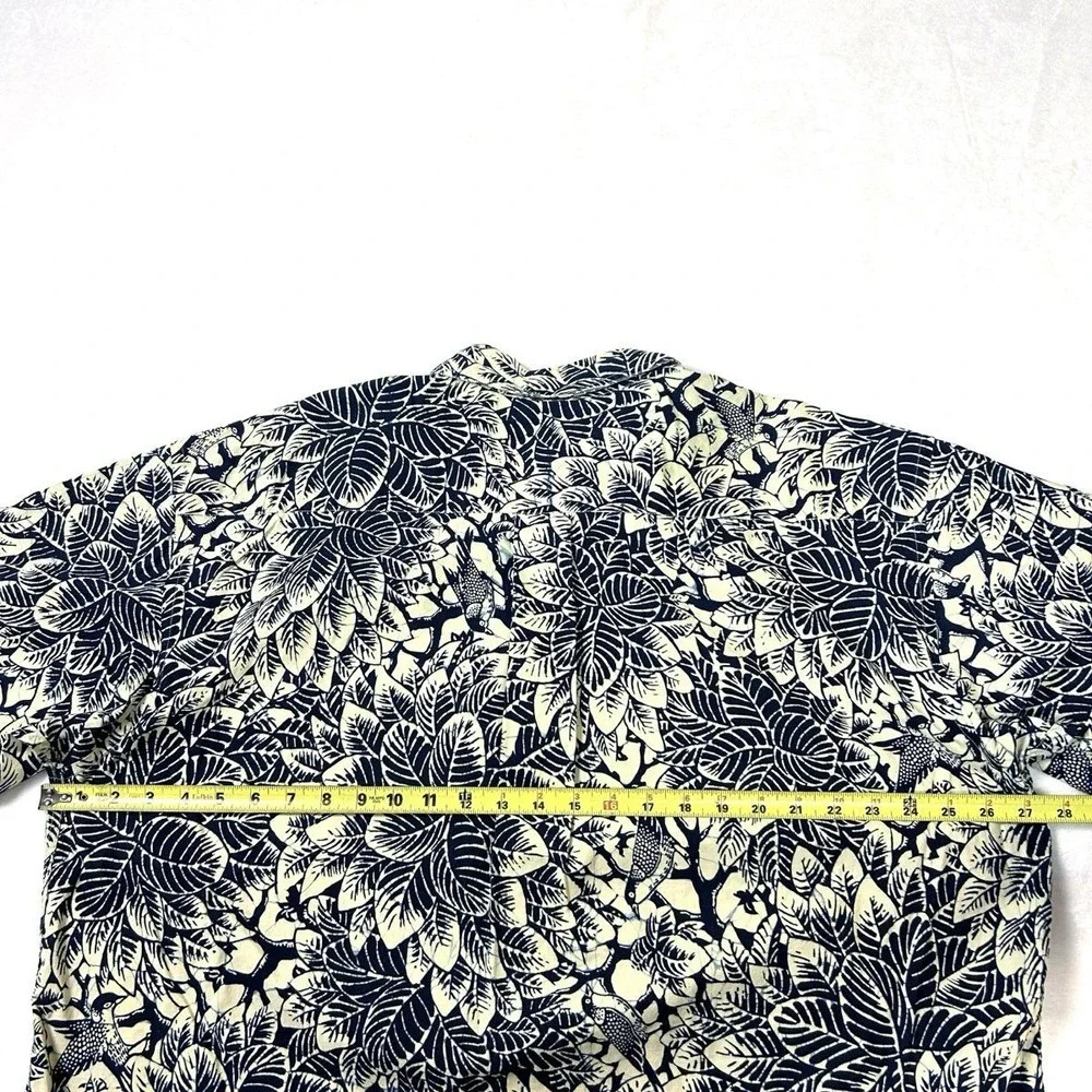 Vintage 90s Banana Republic Men's Tropical Leaf Bird Cotton Shirt Size XL